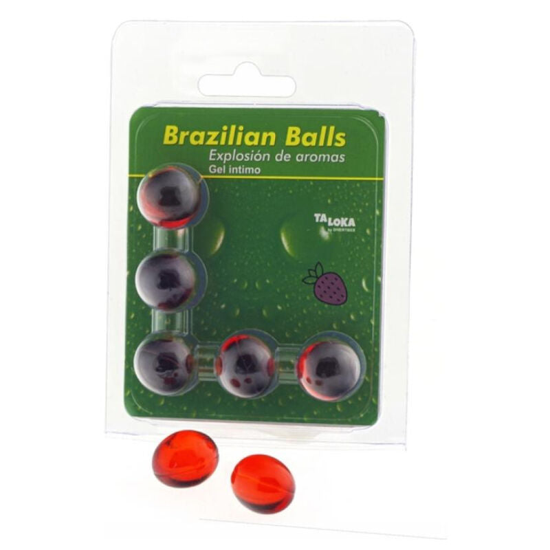 TALOKA - BRAZILIAN BALLS GEL ÍNTIMO MORANGO 5 BOLAS