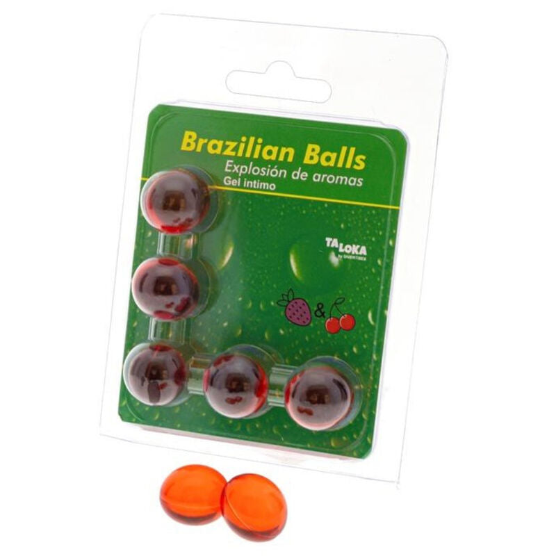 TALOKA - BRAZILIAN BALLS GEL ÍNTIMO MORANGO & CEREJA 5 BOLAS