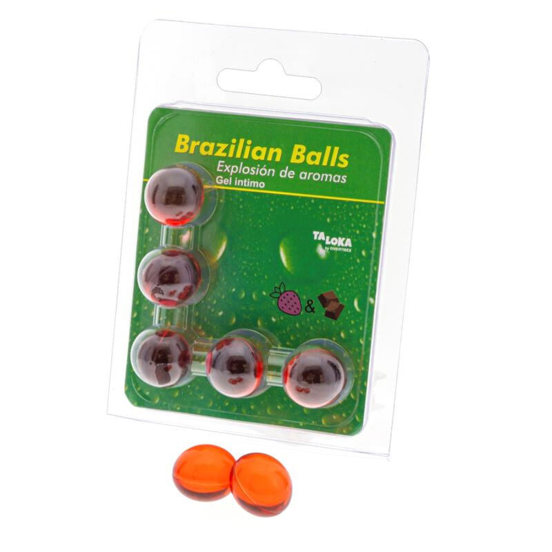 TALOKA - BRAZILIAN BALLS GEL ÍNTIMO MORANGO & CHOCOLATE 5 BOLAS