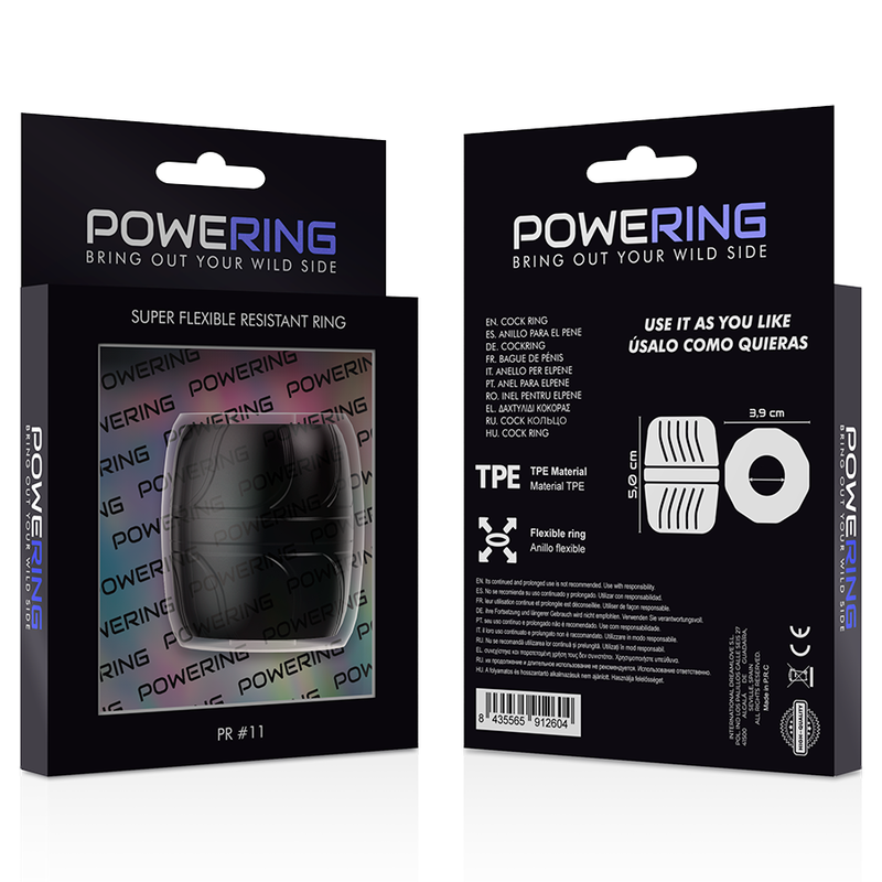 POWERING - ANEL PÊNIS SUPER FLEXÍVEL E RESISTENTE 5 CM PR11 PRETO
