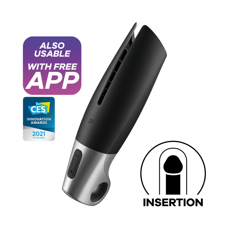 SATISFYER - POWER MASTURBADOR PRETO E PRATEADO