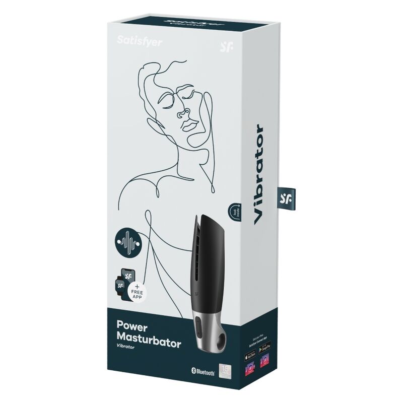 SATISFYER - POWER MASTURBADOR PRETO E PRATEADO