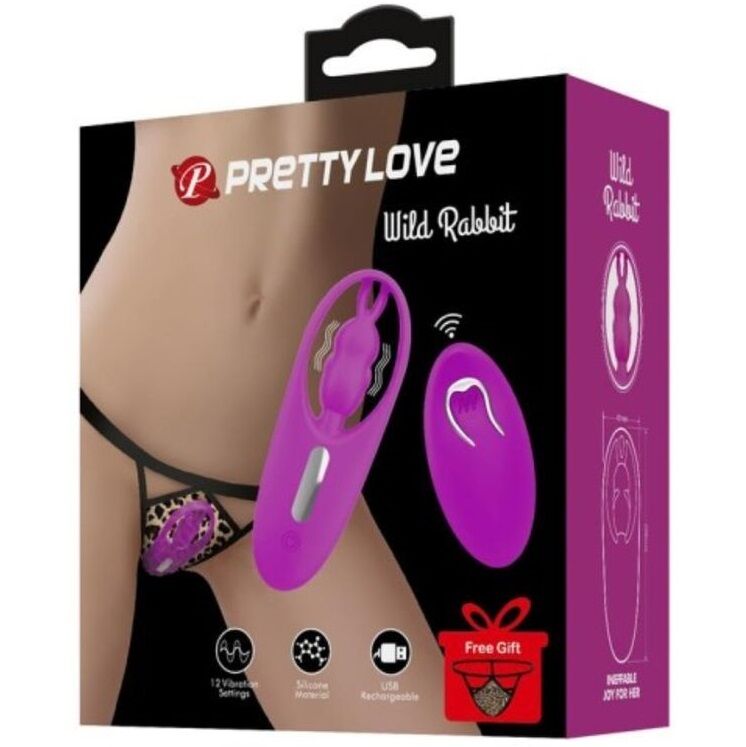 PRETTY LOVE - WILD RABBIT ESTIMULADOR PARA TANGA COM CONTROLO REMOTO LILÁS