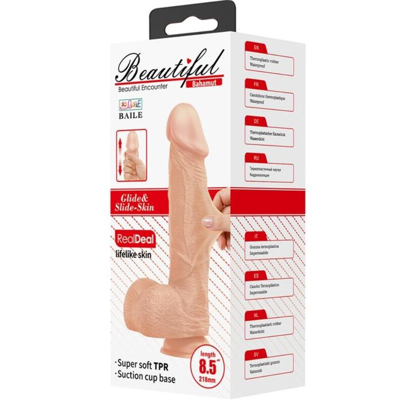 BAILE - BEAUTIFUL ENCOUNTER BAHAMUT DILDO REALISTA FLEXÍVEL 21.8 CM NATURAL