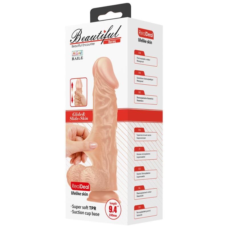 BAILE - BEAUTIFUL ENCOUNTER BURAQ DILDO REALISTA FLEXÍVEL 24 CM NATURAL