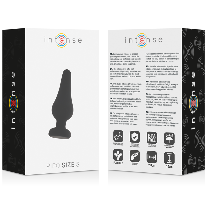 INTENSE - PLUG ANAL PIPO S EM SILICONE PRETO 9.8 CM - Sex Shop Sexy