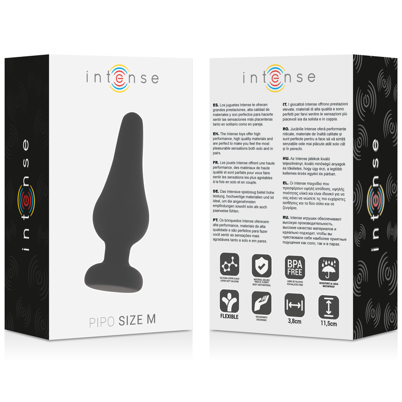 INTENSE - PLUG ANAL PIPO M EM SILICONE PRETO 11 CM - Sex Shop Sexy