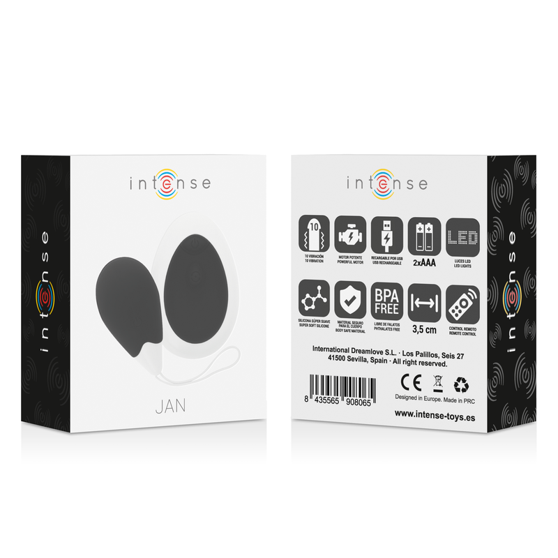 INTENSE - JAN OVO VIBRADOR CONTROLO REMOTO PRETO