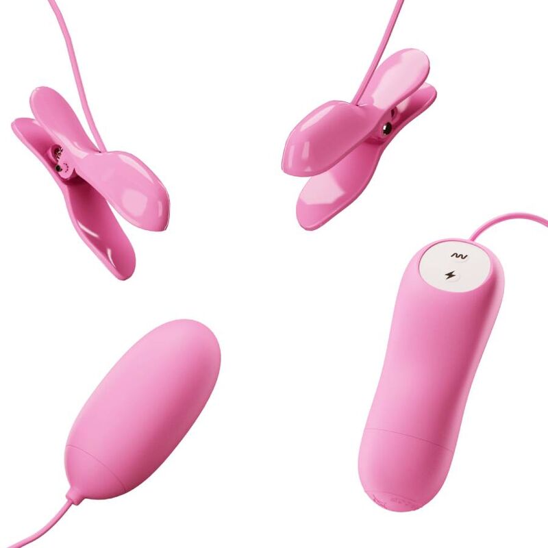 PRETTY LOVE - PINÇAS COM VIBRAÇÃO E ELETROCHOQUE ROSA