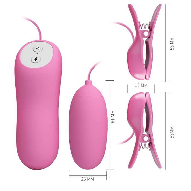 PRETTY LOVE - PINÇAS COM VIBRAÇÃO E ELETROCHOQUE ROSA
