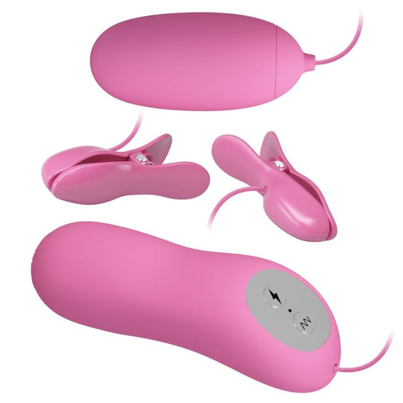 PRETTY LOVE - PINÇAS COM VIBRAÇÃO E ELETROCHOQUE ROSA