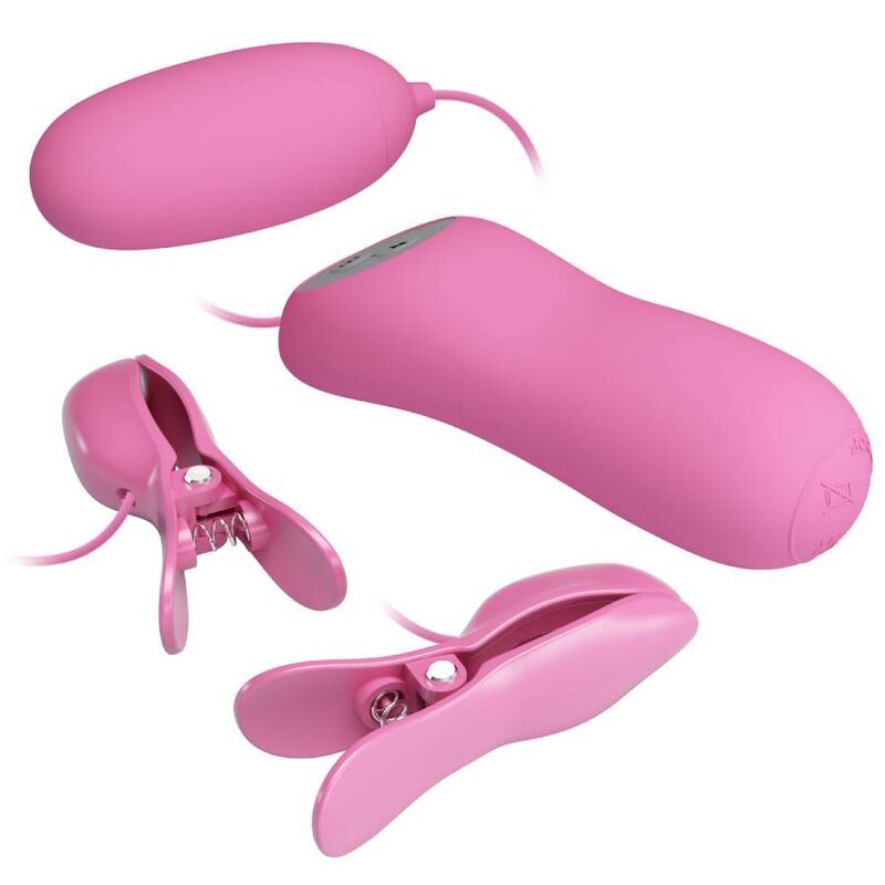 PRETTY LOVE - PINÇAS COM VIBRAÇÃO E ELETROCHOQUE ROSA