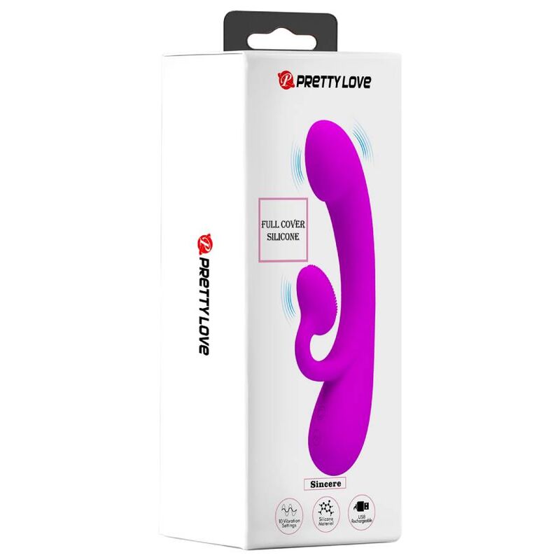 PRETTY LOVE - SINCERE VIBRADOR E ONDAS ESTIMULADORAS DE CLÍTORIS EM SILICONE ROXO