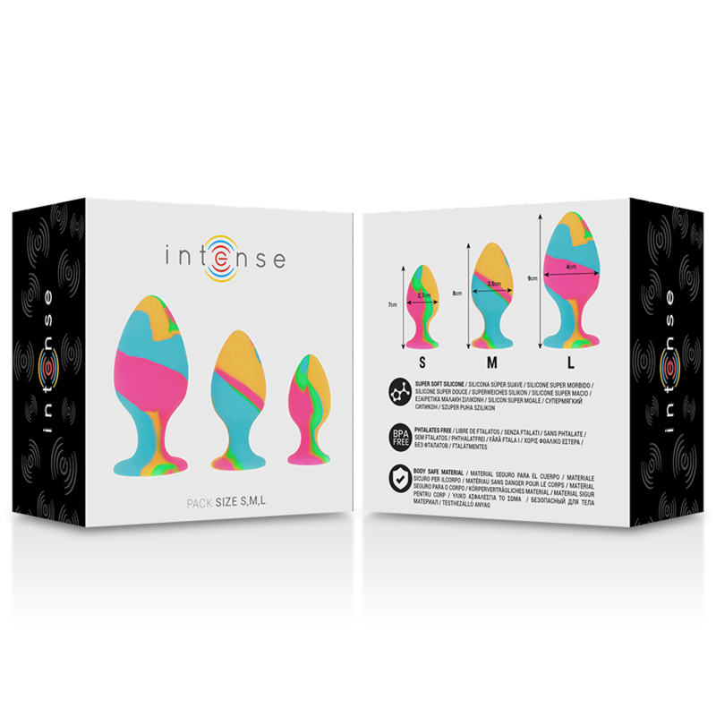 INTENSE - CONJUNTO DE PLUGS EM SILICONE MULTICOR