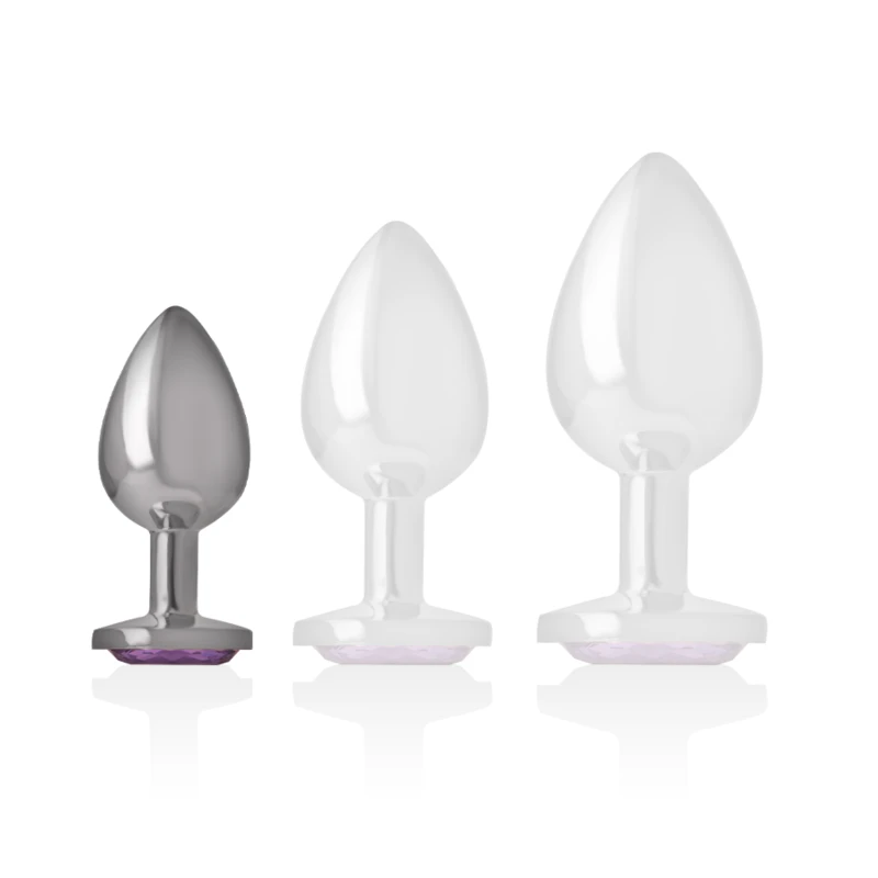 PLUG ANAL METAL ALUMÍNIO COM CRISTAL - Sex Shop Sexy