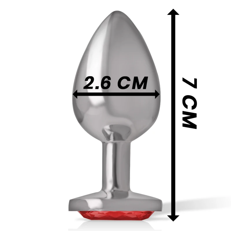 PLUG ANAL METAL ALUMÍNIO COM CRISTAL VERMELHO - Sex Shop Sexy