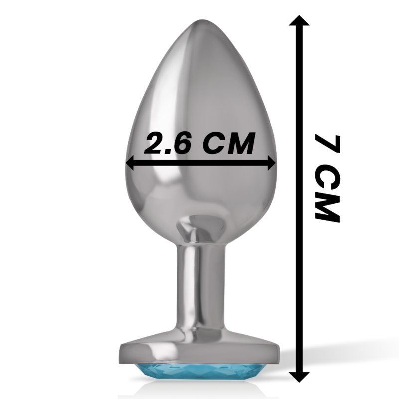 INTENSE - PLUG ANAL EM METAL ALUMÍNIO COM CRISTAL AZUL TAM. S