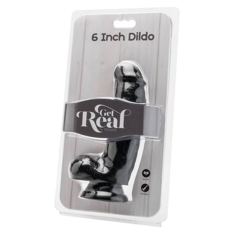 GET REAL - DILDO 12 CM COM TESTÍCULOS NEGRO