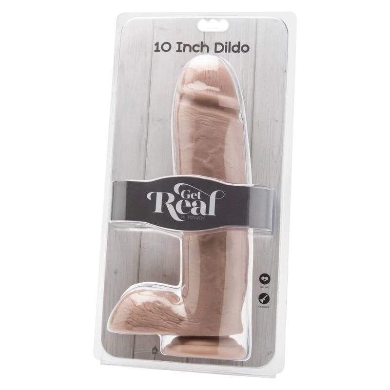 DILDO 25,5 CM COM TESTÍCULOS NATURAL - Sex Shop Sexy