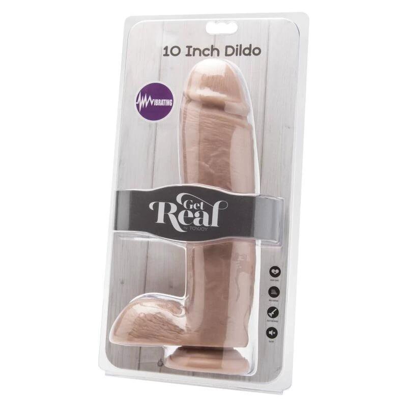 DILDO 25,5 CM COM TESTÍCULOS VIBRADORES NATURAL - Sex Shop Sexy
