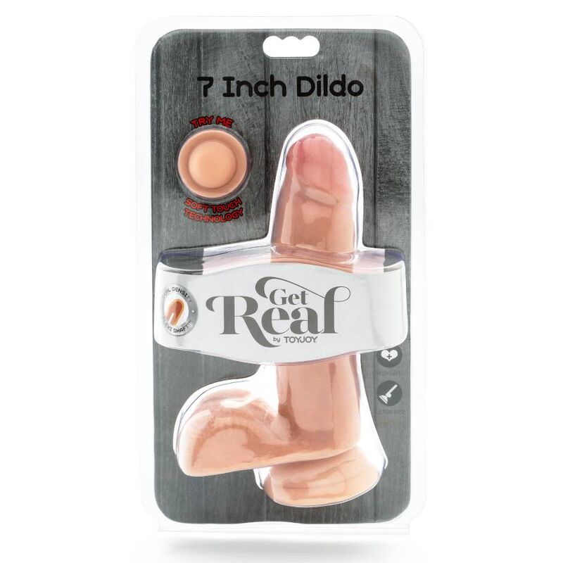 GET REAL - DUAL DENSITY DILDO 12 CM COM TESTÍCULOS NATURAL