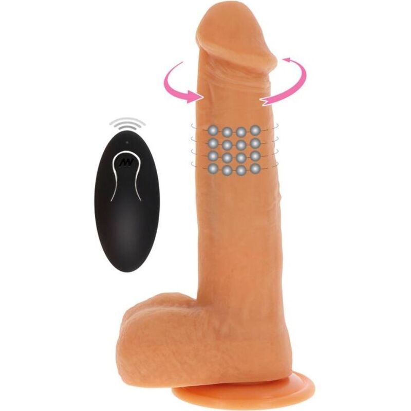 GET REAL - DILDO VIBRADOR COM ESFERAS GIRATÓRIAS NATURAL