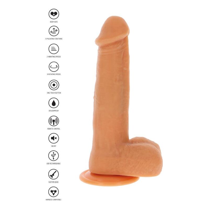 GET REAL - DILDO VIBRADOR COM ESFERAS GIRATÓRIAS NATURAL