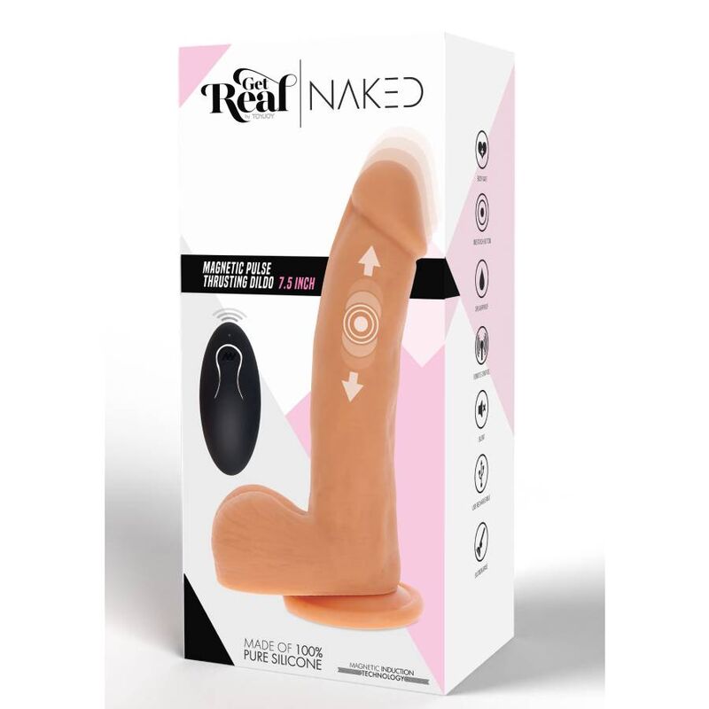 GET REAL - DILDO COM MOVIMENTO DE EMPURRÃO MAGNÉTICO PULSANTE NATURAL