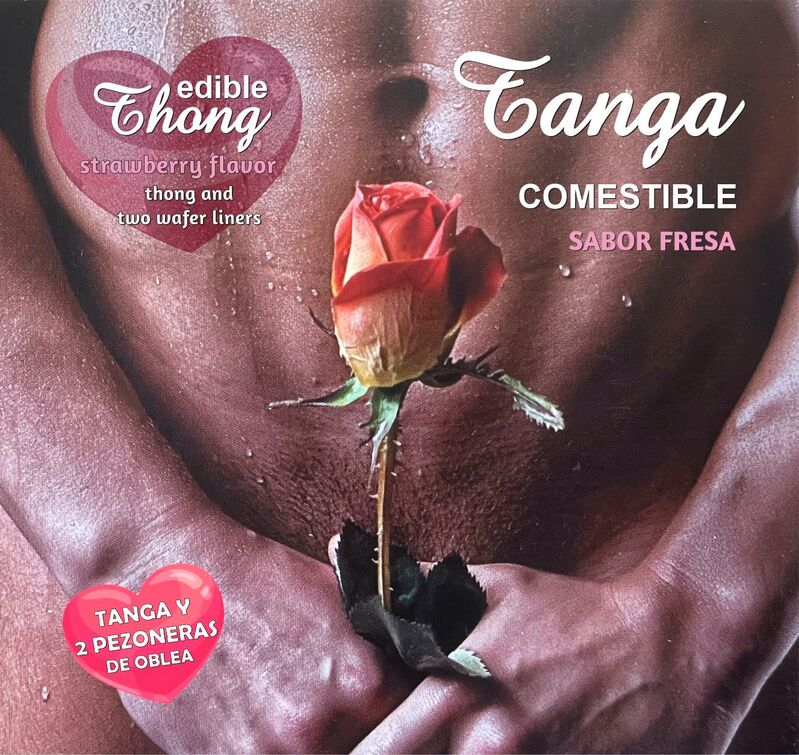 HOTFLOWERS - TANGA + 2 PEÇOS OBLEA MORANGO HOMEM