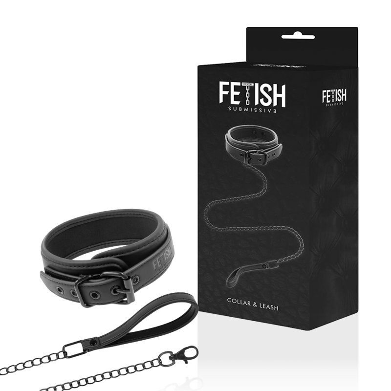 FETISH SUBMISSIVE - COLAR COM CORRENTE COM FORRO NEOPRENO - Sex Shop Sexy