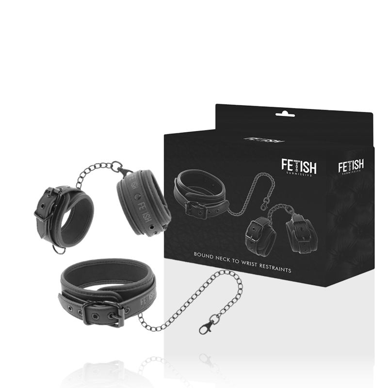 FETISH SUBMISSIVE - COLAR E ALGEMAS COURO VEGANO COM FORRO NEOPRENO - Sex Shop Sexy
