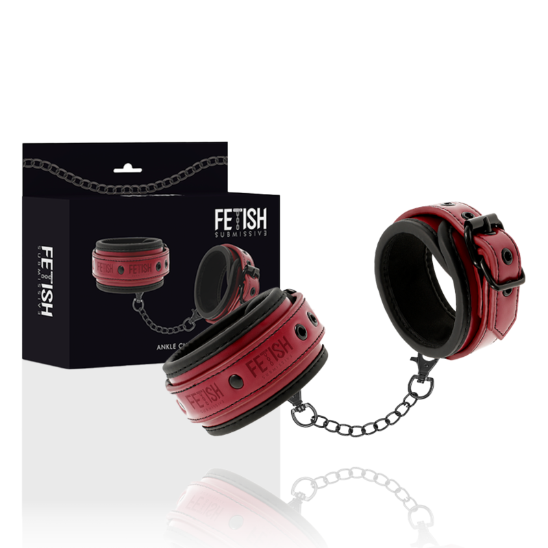 FETISH SUBMISSIVE DARK ROOM - ALGEMAS DE TORNOZELO EM COURO VEGANO COM FORRO EM NEOPRENO