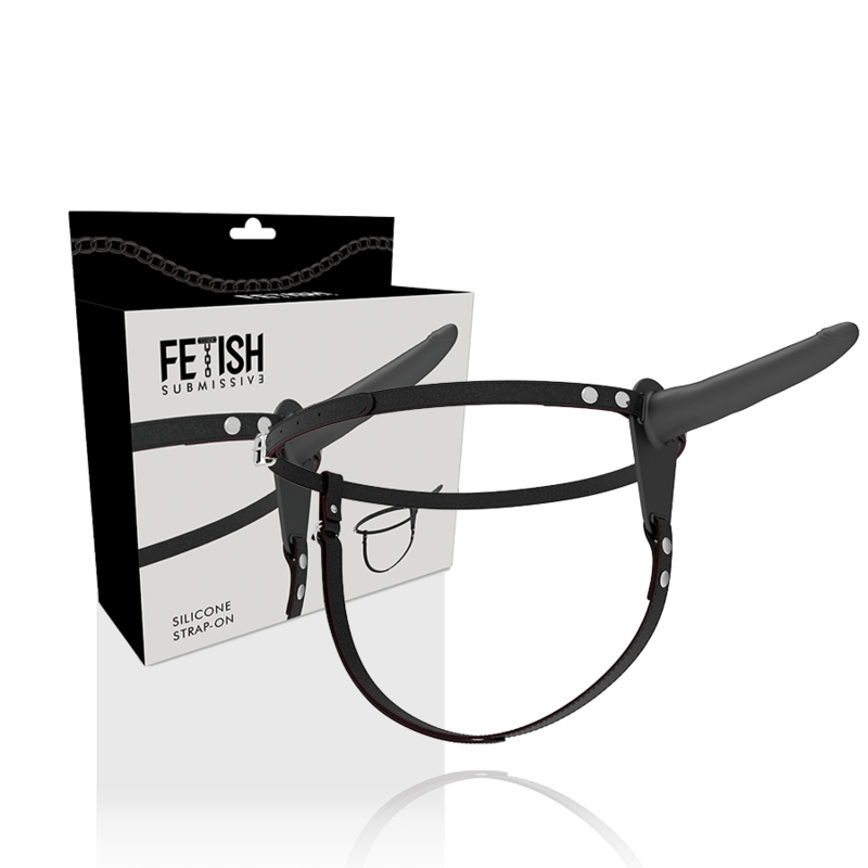 ARNÉS FETISH SUBMISSIVE - SILICONA NEGRA 15 CM