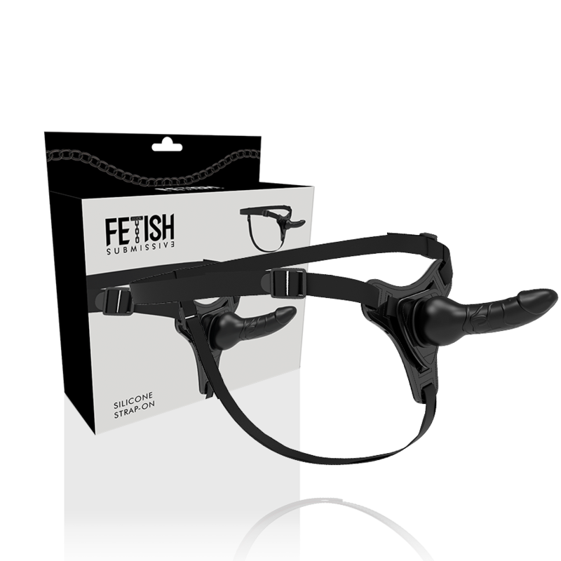 ARNÉS FETISH SUBMISSIVE - SILICONA NEGRO REALISTA 16 CM