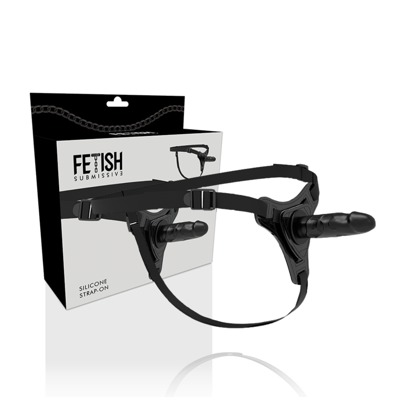 FETISH SUBMISSIVE HARNESS - SILICONE PRETO REALISTA 15 CM