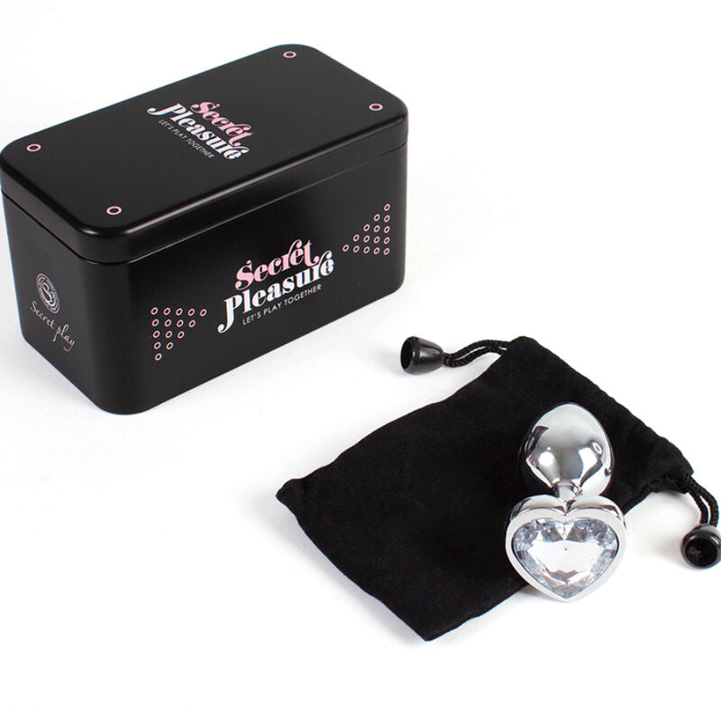 Secretplay - Plug Anal De Metal Corao De Cristal Transparente Tamanho Pequeno 7 Cm