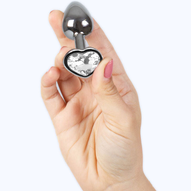 Secretplay - Plug Anal De Metal Corao De Cristal Transparente Tamanho Pequeno 7 Cm