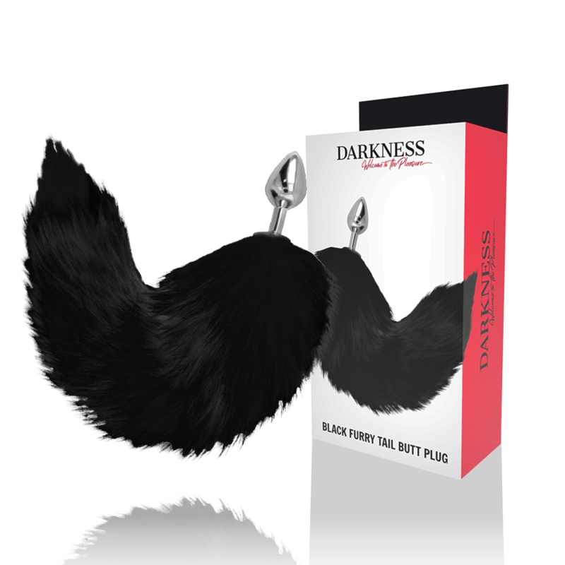 Darkness - Plug Anal Prata 8 Cm Com Cauda Preta
