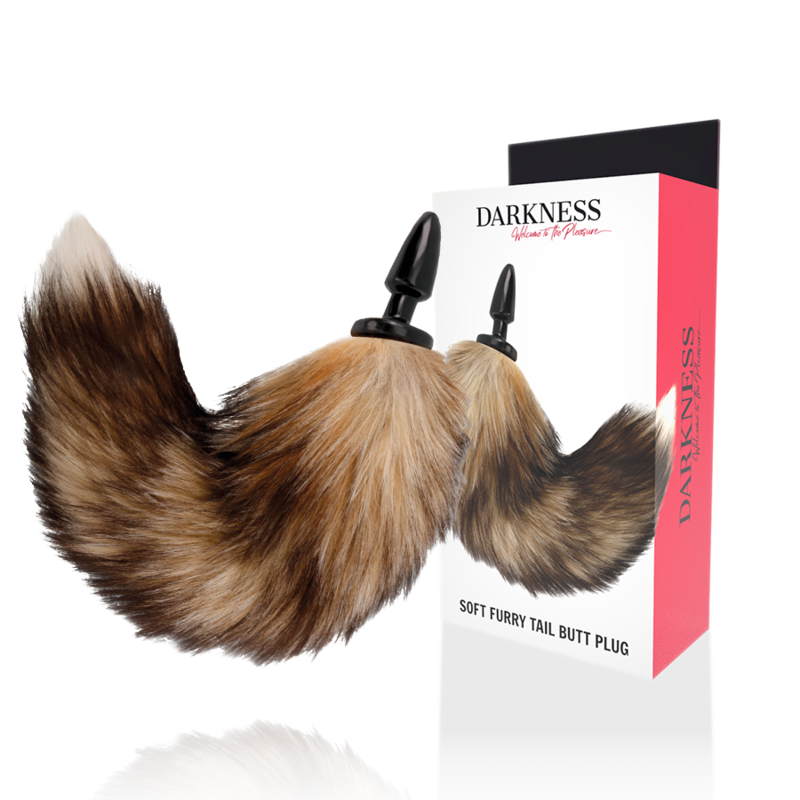 Darkness - Cauda Natural Com Plug Anal De Silicone 10 Cm