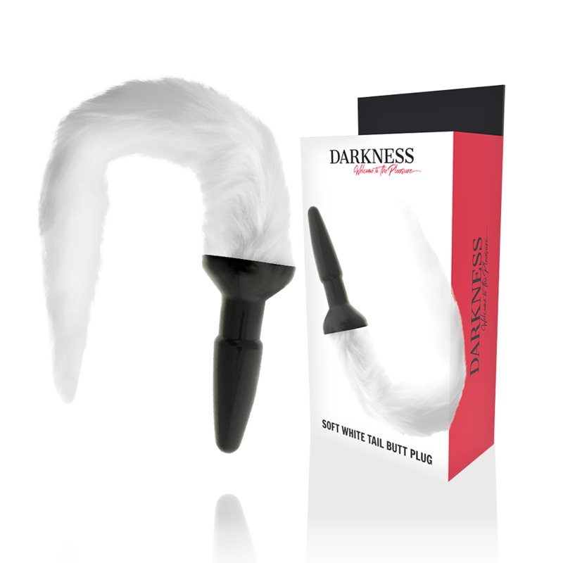 Darkness - Plug Anal De Silicone Com Cauda Branca