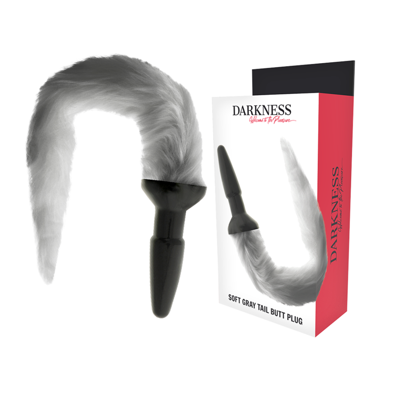 DARKNESS - PLUG ANAL EM SILICONE COM CAUDA CINZA