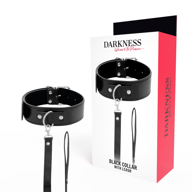 DARKNESS - COLAR DE POSTURA COM CORRENTE EM PELE