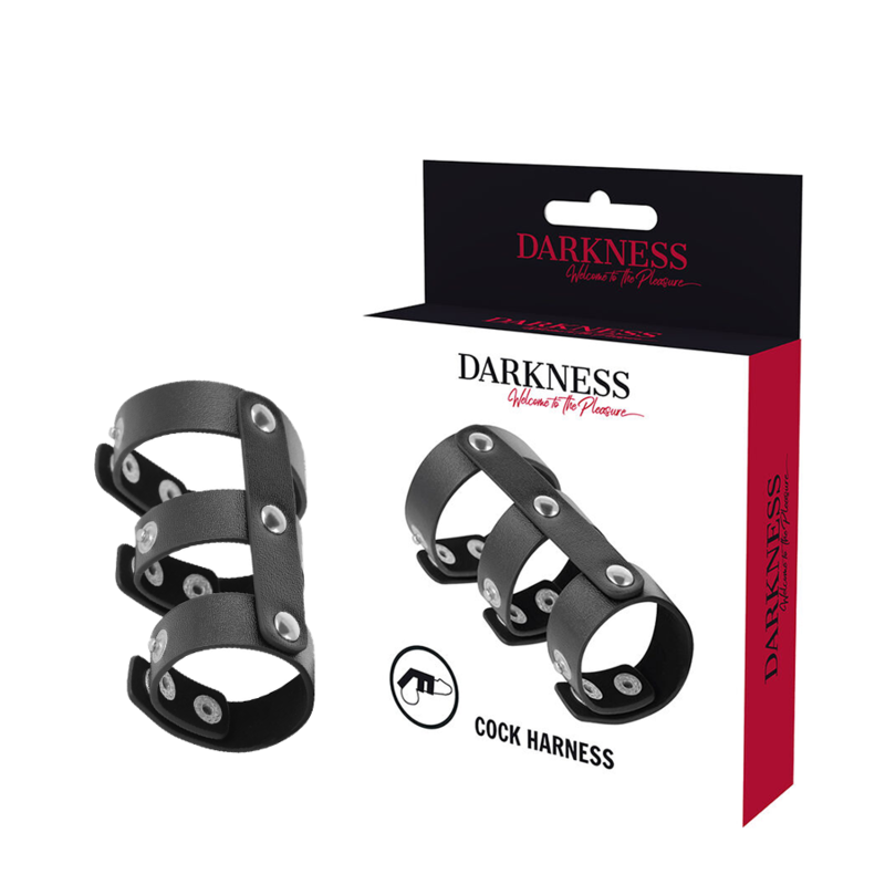 DARKNESS - ANEL DUPLO AJUSTÁVEL DE COURO PARA PÊNIS E TESTÍCULOS
