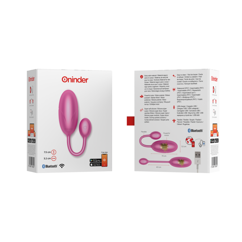 ONINDER - TOKYO PINK VIBRATING EGG 7.5 X 3.2 CM WITH APP