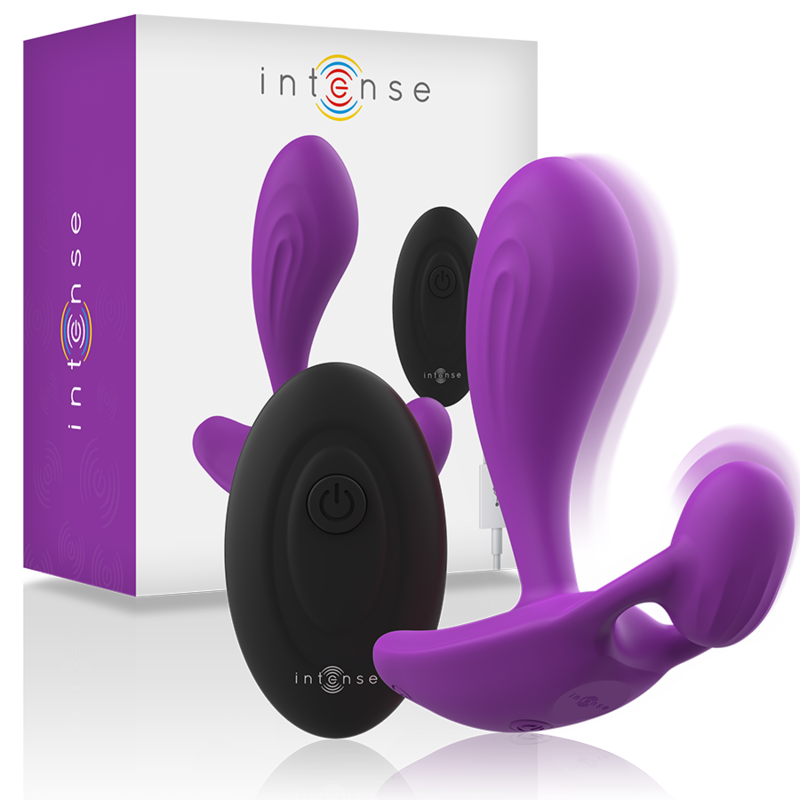 INTENSE - SHELLY DUO ANAL-PERÍNEO, VAGINAL-CLITÓRIS REMOTO ROXO