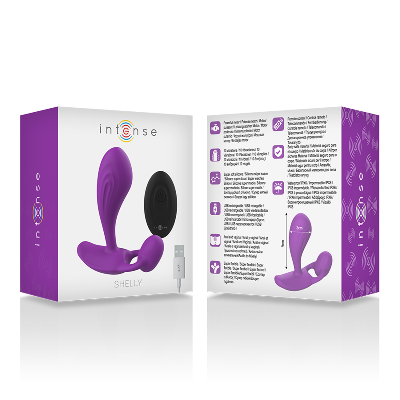 INTENSE - SHELLY DUO ANAL-PERÍNEO, VAGINAL-CLITÓRIS REMOTO ROXO