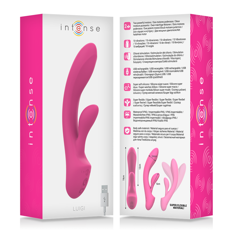 INTENSE - LUIGI VIBRADOR RABBIT SILICONE LÍQUIDO ROSA