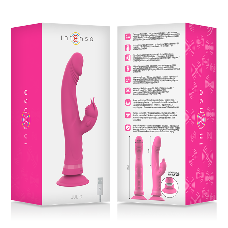 INTENSE - JULIO VIBRADOR RABBIT EM SILICONE ROSA
