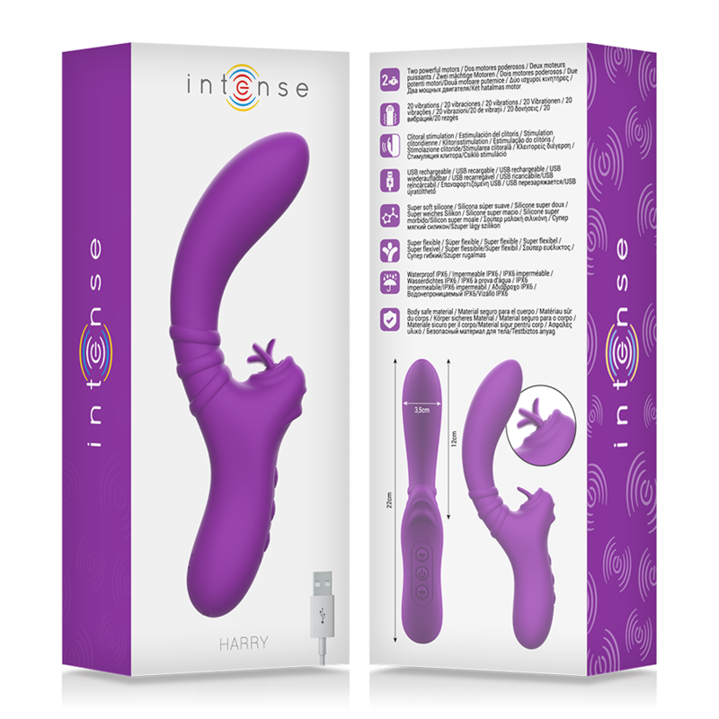 INTENSE - HARRY VIBRADOR FLEXÍVEL COM LÍNGUA ROXO