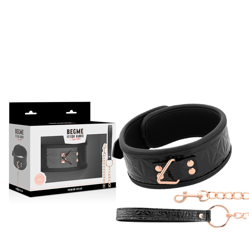 BEGME - BLACK EDITION COLAR EM COURO VEGANO COM FORRO EM NEOPRENO
